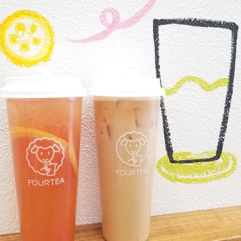 Fourtea - Grapefruit green tea (100% sweet) and Classic milk tea (75% sweet) - I recommend both! 2/14/2021 - Coffee & Tea Near Me - Orange, California
