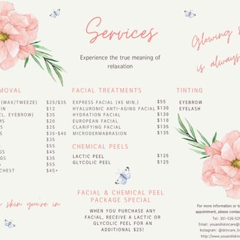 You & I - Services Menu - Skin Care Near Me You & I - Services Menu - Skin Care Near Me