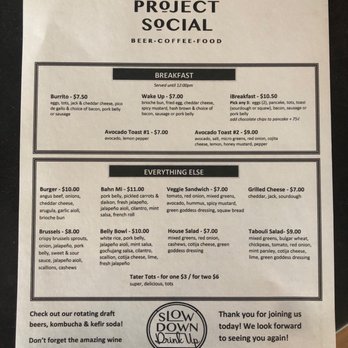 Project Social - Food menu - New American Near Me - Dana Point, California