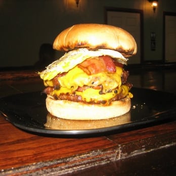 Savage's Ale House - Yep, that's a fried egg and bacon on that burger. - New American Near Me - Muncie, Indiana Savage's Ale House - Yep, that's a fried egg and bacon on that burger. - New American Near Me - Muncie, Indiana