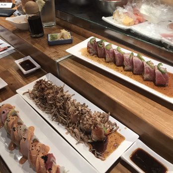 Blue Fish - (From left to right) Special Library roll, Shat Love roll, Seared Ahi Tuna Roll - Sushi Bars Near Me - Montrose, California Blue Fish - (From left to right) Special Library roll, Shat Love roll, Seared Ahi Tuna Roll - Sushi Bars Near Me - Montrose, California