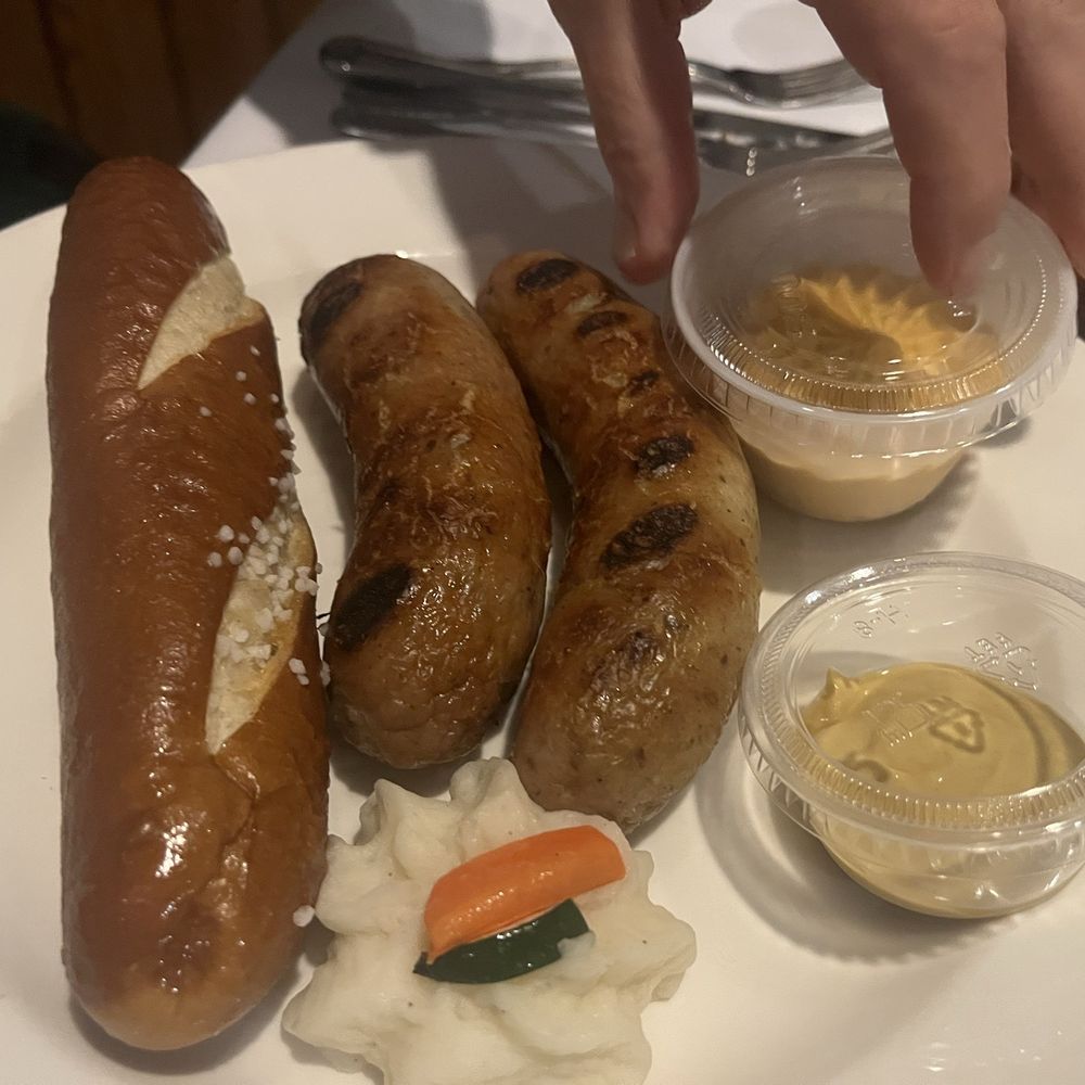 Black Forest Inn - Wurst platter with pretzel. Barely any potatoes and plastic containers??? - German Near Me - Stanhope, New Jersey Black Forest Inn - Wurst platter with pretzel. Barely any potatoes and plastic containers??? - German Near Me - Stanhope, New Jersey