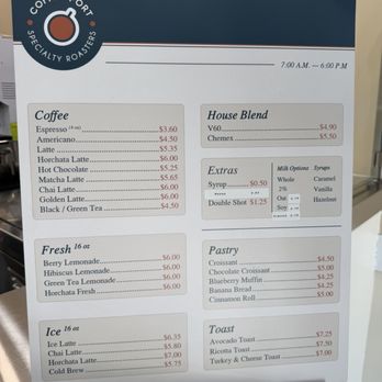 Coffee Port Specialty Roasters - Menu March 2026 - Coffee Roasteries Near Me - Fontana, California