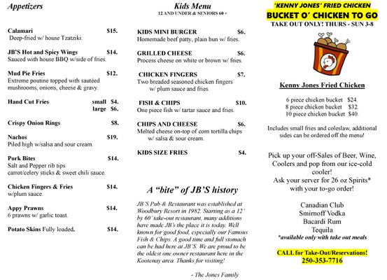 Menu photo 2 J B's Pub & Restaurant Kaslo, BC