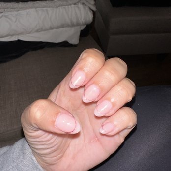 Papillon Nail Studio - Dip with nail extensions and glitter line design - Nail Salons Near Me - Santa Barbara, California