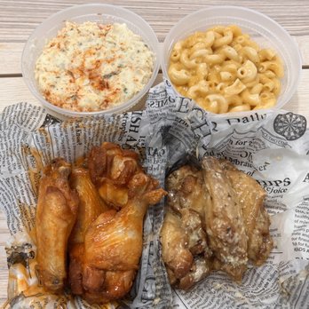 Wing N It - Wings: regular hot and garlic parmesan. Sides: potato salad and mac and cheese. - Chicken Wings Near Me - Twentynine Palms, California Wing N It - Wings: regular hot and garlic parmesan. Sides: potato salad and mac and cheese. - Chicken Wings Near Me - Twentynine Palms, California