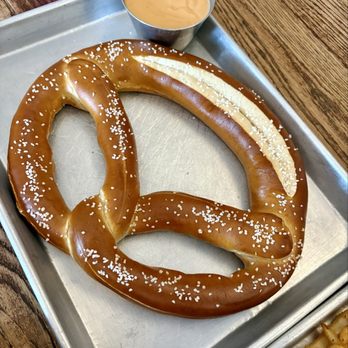 Gemüt Biergarten - Huge, fresh pretzel with amazing beer cheese. - Beer Gardens Near Me - Columbus, Ohio