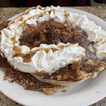 Carolyn's Cafe - Pancakes of the month..apple caramel something..not worth it. Go with the coffee cake instead. - Breakfast & Brunch Near Me - Redlands, California