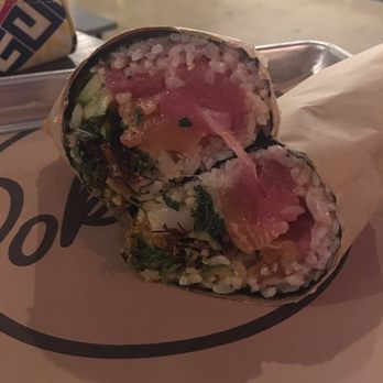 The Block - My super amazing ahi tuna, salmon, and shrimp poké burrito - Asian Fusion Near Me - Annandale, Virginia