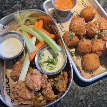 Topgolf - Lemon garlic chicken and Mac and cheese bites - Golf Near Me - Canton, Massachusetts