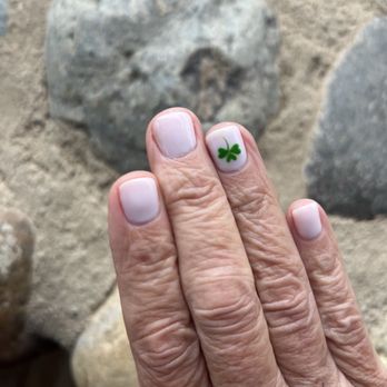 Ruby Nails and Spa - Love this simple gel manicure with a hand painted clover (not a sticker) for St. Patrick's Day. - Nail Salons Near Me - Sanger, California