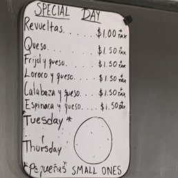 Pupusa Specials Tuesday & Thursday