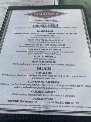 Menu photo 1 The Columns Avon by the Sea, NJ Menu photo 1 The Columns Avon by the Sea, NJ