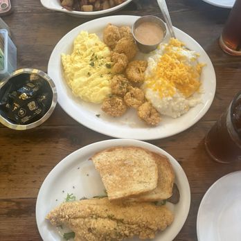 Toast - Fried Catfish, Sourdough Toast, Shrimp and Grits, Eggs, Potatoes - Breakfast & Brunch Near Me - New Orleans, Louisiana Toast - Fried Catfish, Sourdough Toast, Shrimp and Grits, Eggs, Potatoes - Breakfast & Brunch Near Me - New Orleans, Louisiana