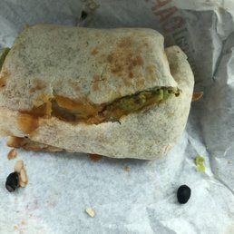Wrap split right down the middle. Other half was so loosely rolled I had to eat with a fork and knife.
