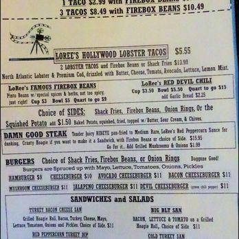 Loree's Little Shack - The second page of the menu starts with Loree's "Worlds Best!" tacos. - Diners Near Me - Rocklin, California
