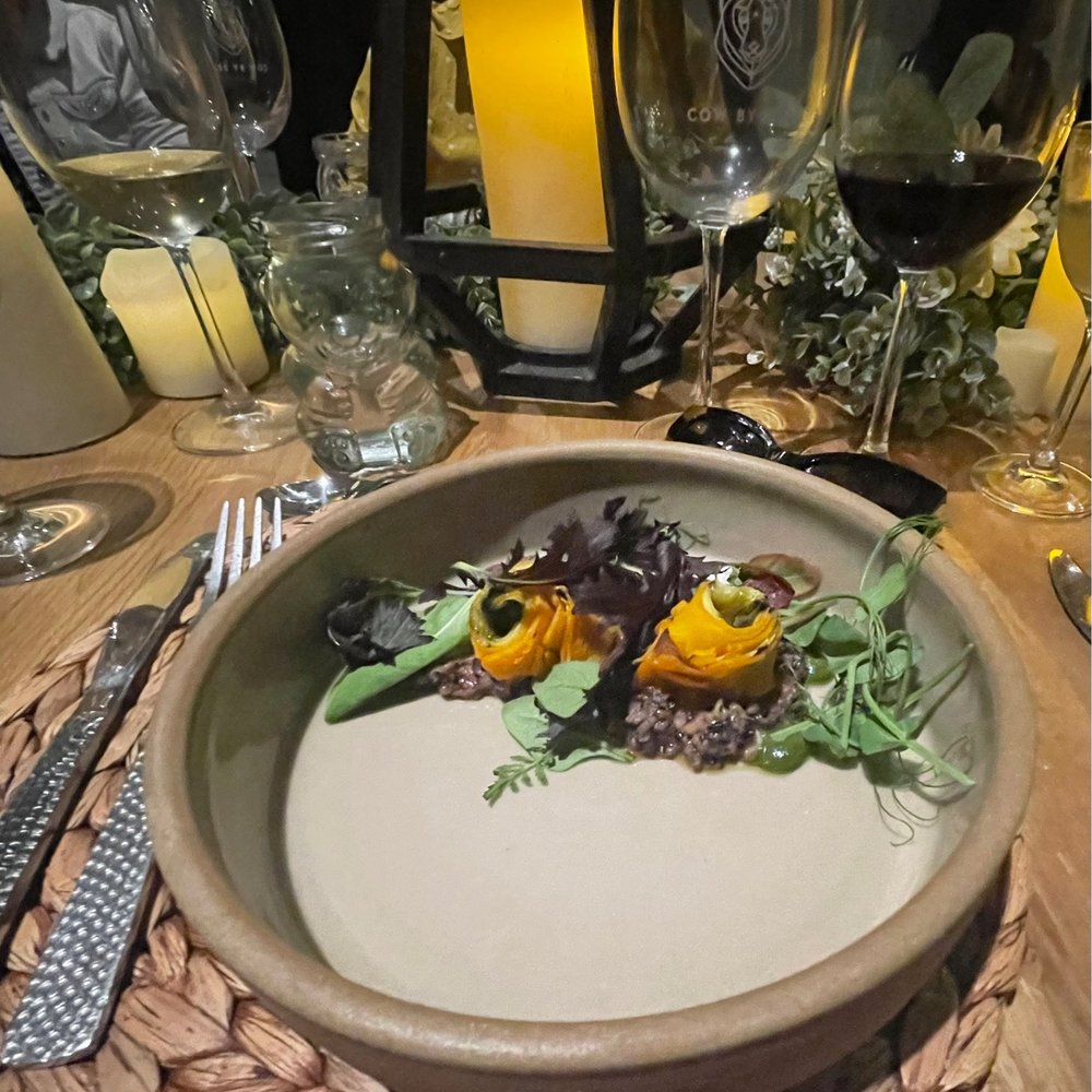 Cow By Bear - Squash roulade on a bed of forbidden rice - Steakhouses Near Me
