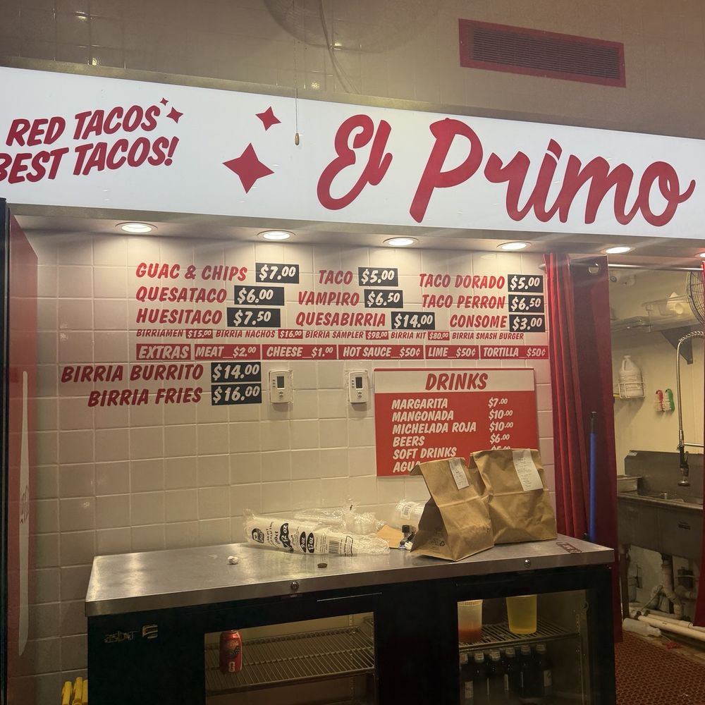 El Primo Red Tacos - Menu and counter - Tacos Near Me - Miami, Florida