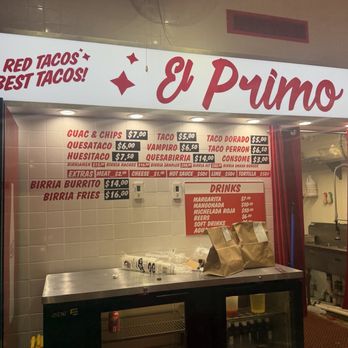 El Primo Red Tacos - Menu and counter - Tacos Near Me - Miami, Florida El Primo Red Tacos - Menu and counter - Tacos Near Me - Miami, Florida
