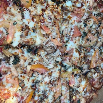 Pizza Stop - Margarita pizza added chicken and mushrooms.. - Pizza Near Me - Richardson, Texas Pizza Stop - Margarita pizza added chicken and mushrooms.. - Pizza Near Me - Richardson, Texas