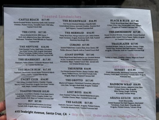 Menu photo 1 Seabright Deli Santa Cruz, CA Menu photo 1 Seabright Deli Santa Cruz, CA