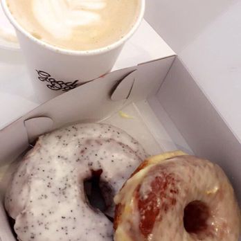Good Dough - Poppy seed & Mimosa donuts with Salted Caramel Latte - Donuts Near Me - Jacksonville, Florida Good Dough - Poppy seed & Mimosa donuts with Salted Caramel Latte - Donuts Near Me - Jacksonville, Florida