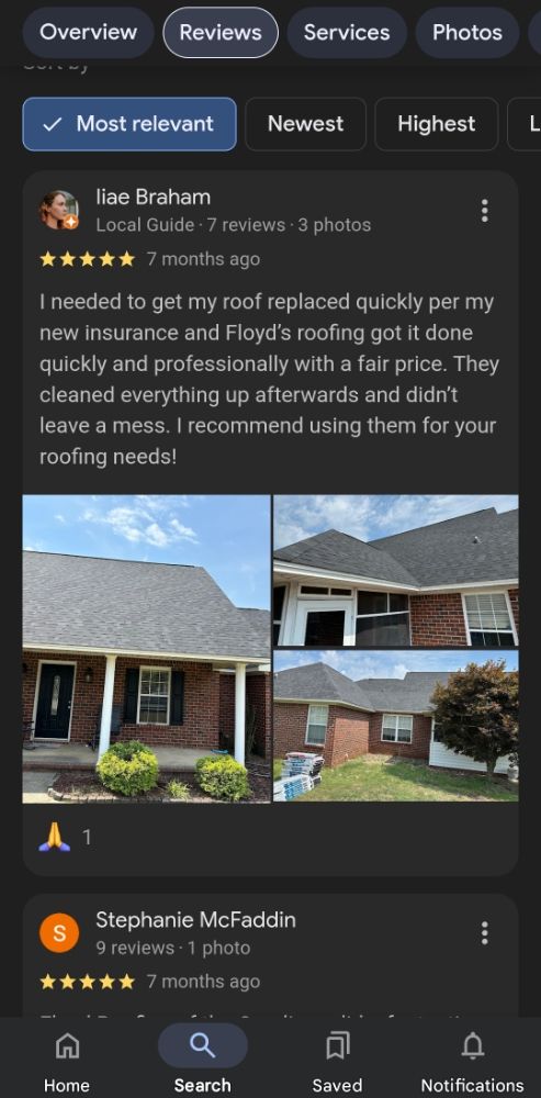 Slide of Floyd's Roofing of the Carolinas