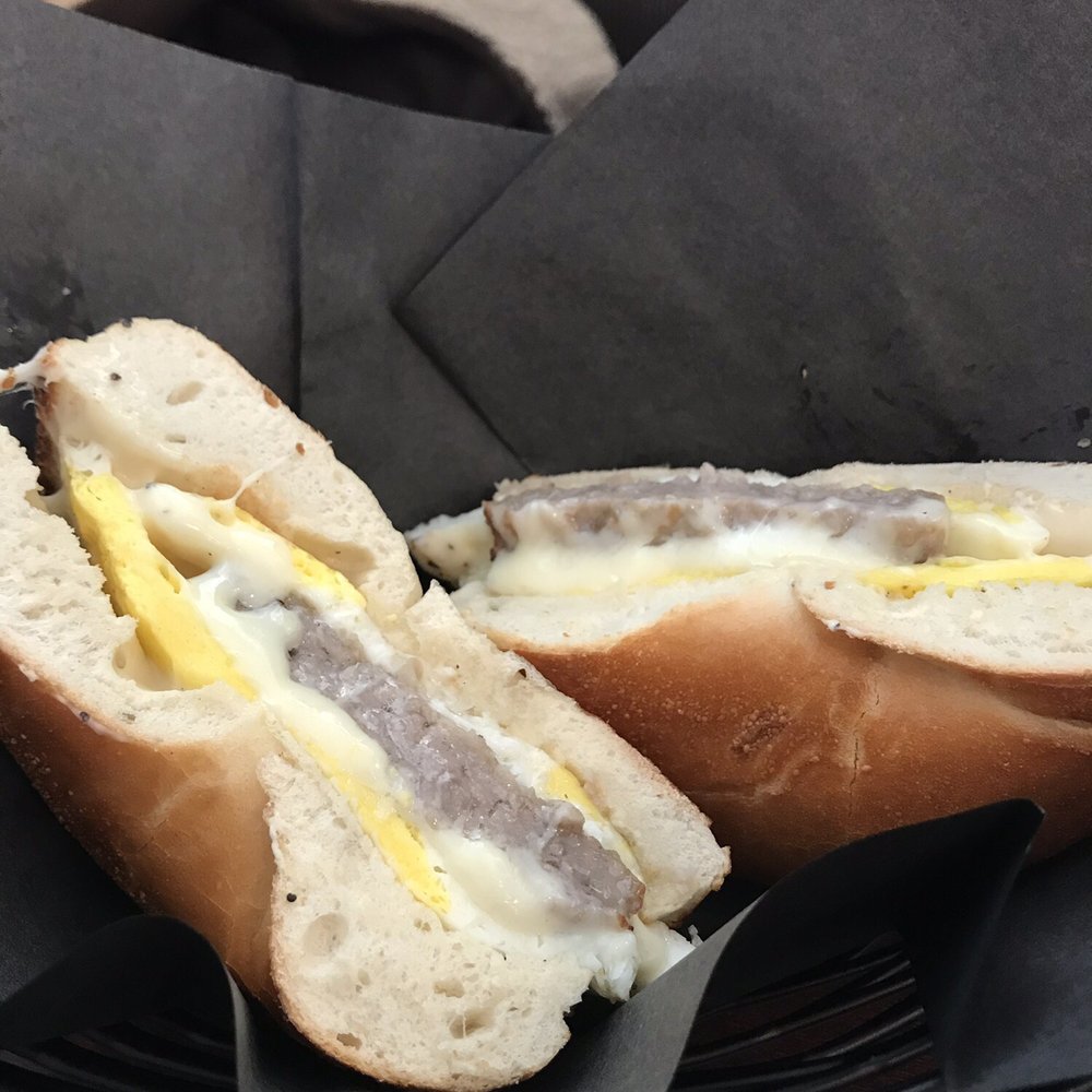 KJ’s Caffe - Sausage egg and cheese on plain bagel - Sandwiches Near Me - Chelmsford, Massachusetts KJ’s Caffe - Sausage egg and cheese on plain bagel - Sandwiches Near Me - Chelmsford, Massachusetts