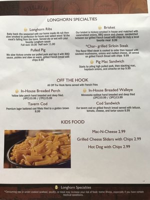 Menu photo 1 Longhorn Saloon Shawano, WI