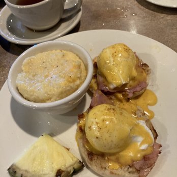 Lisa's Cafe - Eggs Benedict with cheesy grits. - Breakfast & Brunch Near Me - Madeira Beach, Florida
