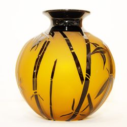 Thornebrook Gallery - Amber Bamboo Vase by Correia Glass
