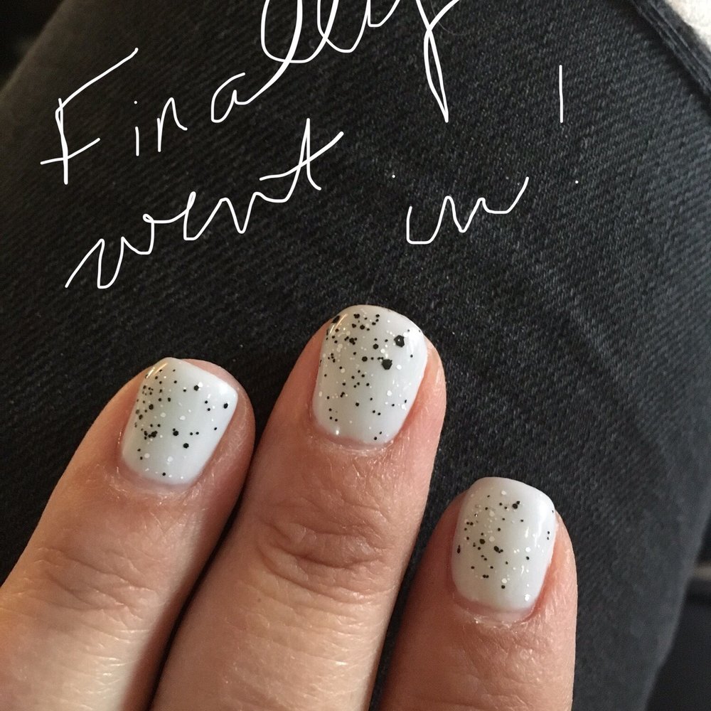 Holly Nails - Light gray with black and white splatter - Nail Salons Near Me - Mill Valley, California Holly Nails - Light gray with black and white splatter - Nail Salons Near Me - Mill Valley, California