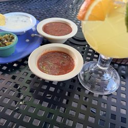 Jalisco Mexican Grill's - Margaret its happy hour special $5, cheese dip, salsa and chips