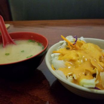Sakura - Miso soup and ginger salad - Japanese Near Me - Richmond, Virginia