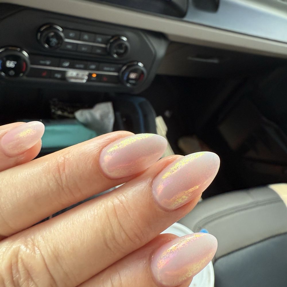 Almond shape, chrome top, acrylic