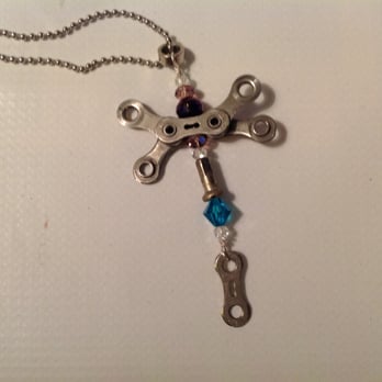 Sue's Scattered Art - Dragonfly out of bike chain and colorful beads - Pop-up Shops Near Me
