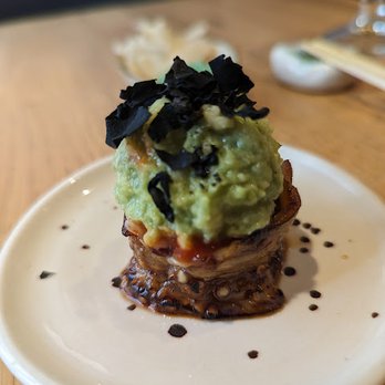 Youmiko Sushi Bar - Eggplant and Avocado Cake, a perfect vegan option. Everyone working on the food at the time I visited was great, but the Omakase was boring. - Sushi Bars Near Me - Kraków, Massachusetts