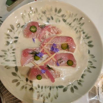 Carabao - Kinilaw - smoky fish with a coconut creamy sauce akin to poissin cru.  More please! - Filipino Near Me - Napa, California