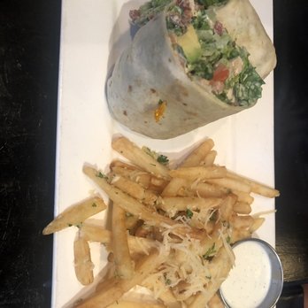 Mike's Grillhouse - Chicken Club Wrap with garlic fries - American Near Me - Modesto, California Mike's Grillhouse - Chicken Club Wrap with garlic fries - American Near Me - Modesto, California