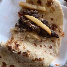 Half of the big California burrito Half of the big California burrito