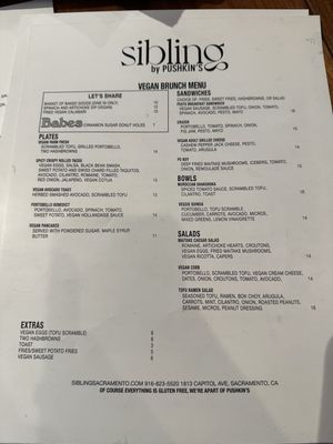 Menu photo 7 Sibling by Pushkin’s Sacramento, CA