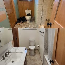 Godina Construction - Before and after bathroom remodel
