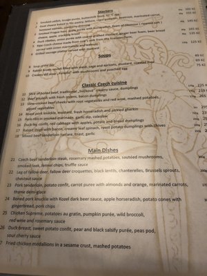 Menu photo 2 U Kroka Prague, PR