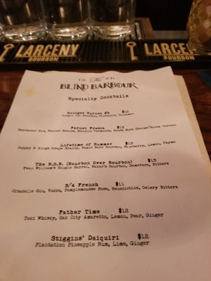 Menu photo 5 The Blind Barbour Raleigh, NC