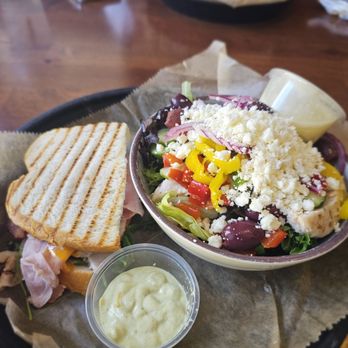 Ukraft Brunch Cafe - Ukraft 2 Combo- 1/2 Ukraft Club w/ 1/2 Santorini salad, side of herb aioli - Cafes Near Me - St. Louis, Missouri Ukraft Brunch Cafe - Ukraft 2 Combo- 1/2 Ukraft Club w/ 1/2 Santorini salad, side of herb aioli - Cafes Near Me - St. Louis, Missouri