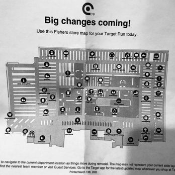 Target - Current store map for the remodel as of 3/14/2020 - Department Stores Near Me - Fishers, Indiana