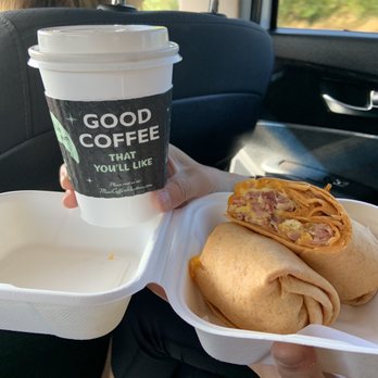Maui Coffee Roasters - Breakfast wrap and turmeric latte with oat milk and 2 shots of espresso - Coffee Roasteries Near Me - Kahului, Hawaii Maui Coffee Roasters - Breakfast wrap and turmeric latte with oat milk and 2 shots of espresso - Coffee Roasteries Near Me - Kahului, Hawaii