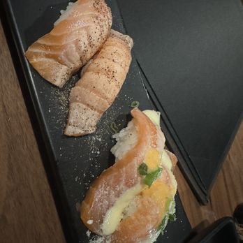 Kan Sushi - Snowflake Salmon and Peppered Salmon - Sushi Bars Near Me - Honolulu, Hawaii Kan Sushi - Snowflake Salmon and Peppered Salmon - Sushi Bars Near Me - Honolulu, Hawaii