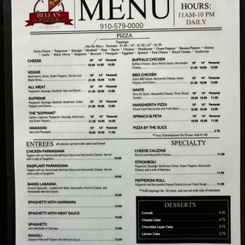 Bella's New York Pizza - menu - Pizza Near Me - Calabash, North Carolina Bella's New York Pizza - menu - Pizza Near Me - Calabash, North Carolina