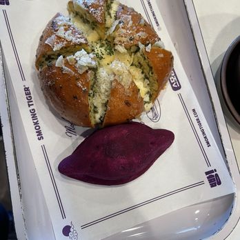 Smoking Tiger Coffee Lab - Cream Cheese Garlic and Purple Sweet Potato Mochi - Coffee & Tea Near Me - Brea, California